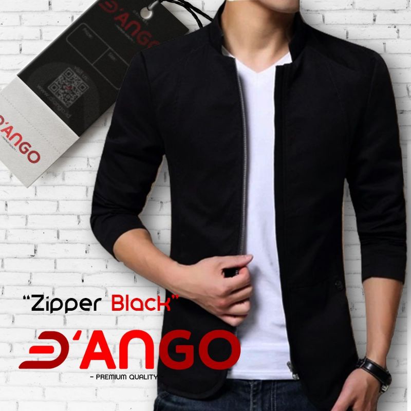 Blazer Zipper Black | Jas Blazer Pria Hitam Sleting